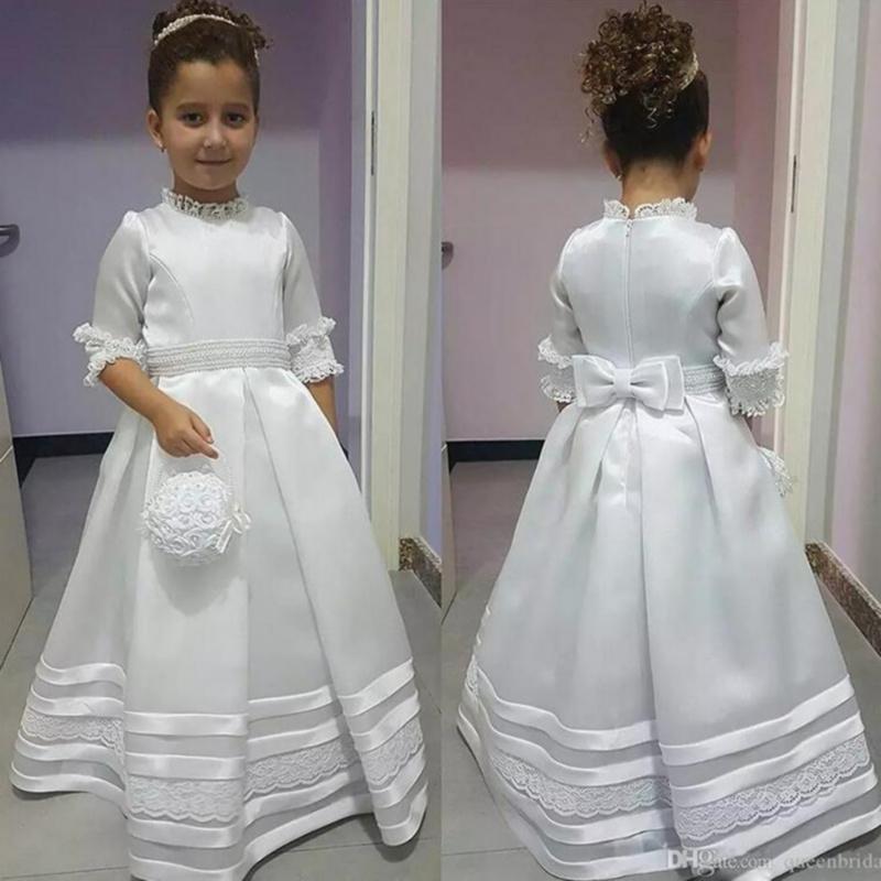 

Flower Girl Dresses For Wedding Fashionable Pageant Gown Sleeveless lace Appliques Holy Communion Dresses for girl, Picture style lvory