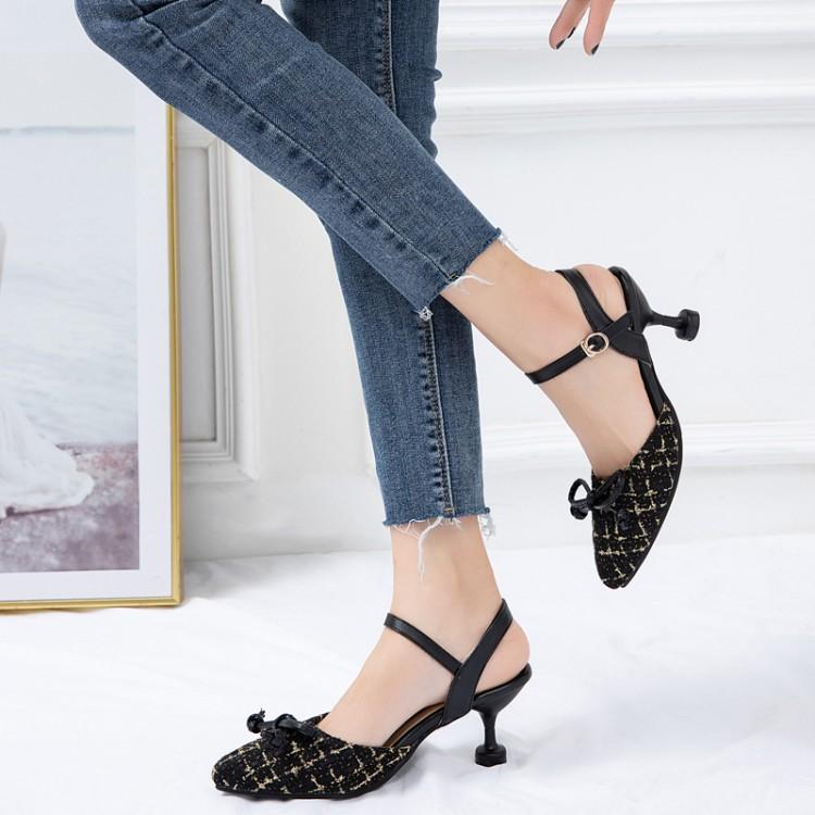 

2021 Elegant Fashion high heel sandals women pumps pointed toe Buckle strap party wedding ladies dress shoes size 32-48 20-22, Beige