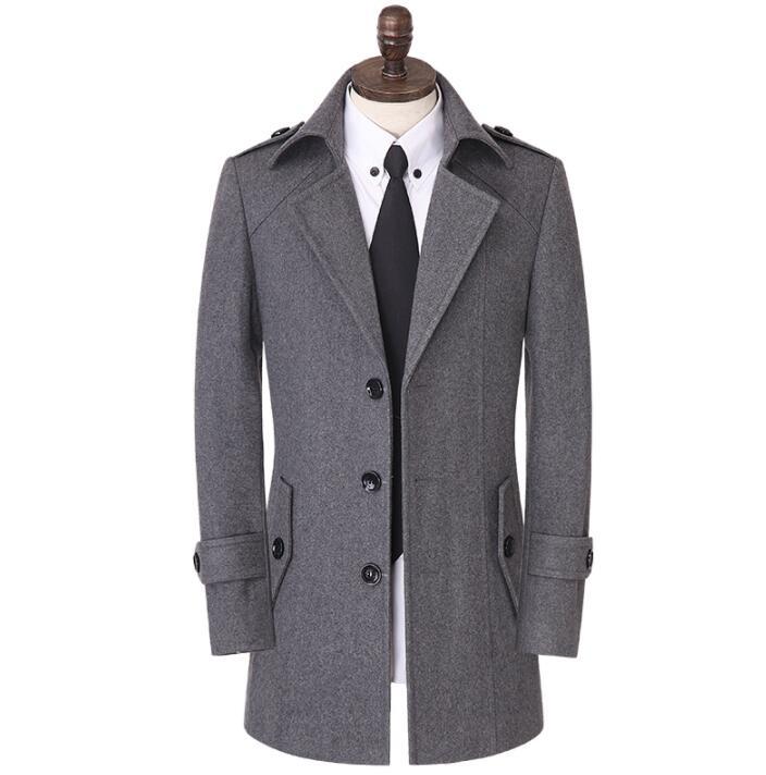 

casual woolen coat men trench coats long sleeves single-breasted overcoat 9XL 8XL mens cashmere coat casaco masculino inverno, Black