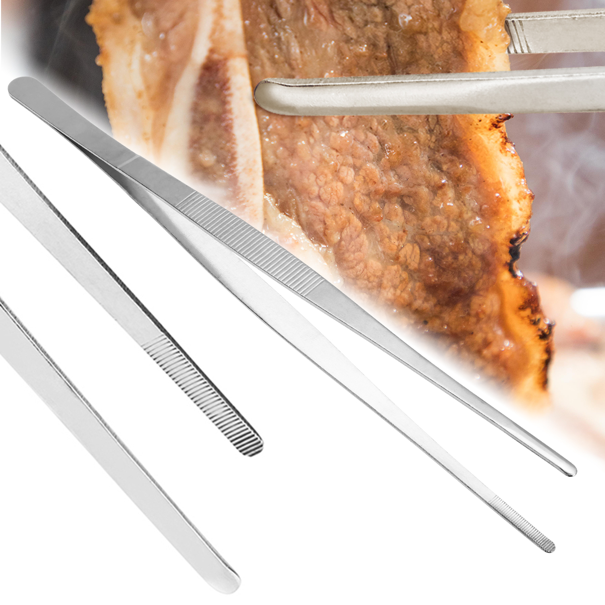 Discount 30cm Long Tweezer Stainless Steel Food Tongs Straight Tweezers