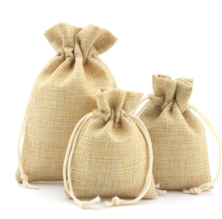 

Natural Linen Burlap Bags With Jute Drawstring Gift Bags Wedding Party Favors Jewelry Pouch Snack Sacks