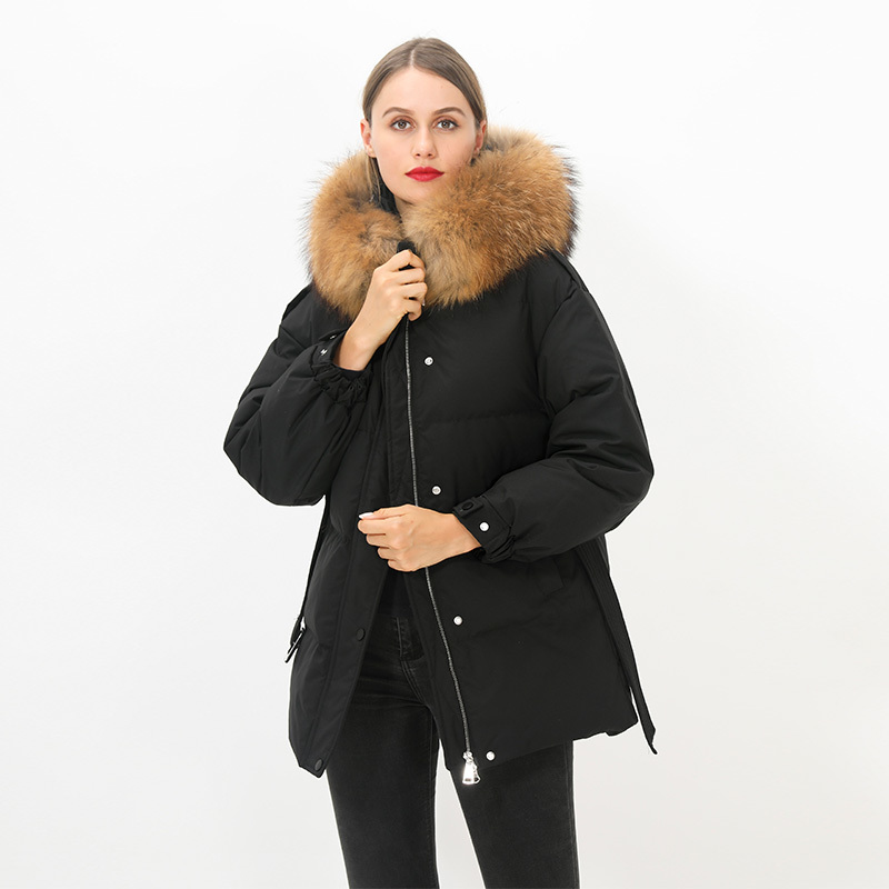 

2021 New Great Actual Skin High Quality Winter Short Jacket 90% White Down Warm Coat with Female Hood Thick Parka C40K, Yellow 1