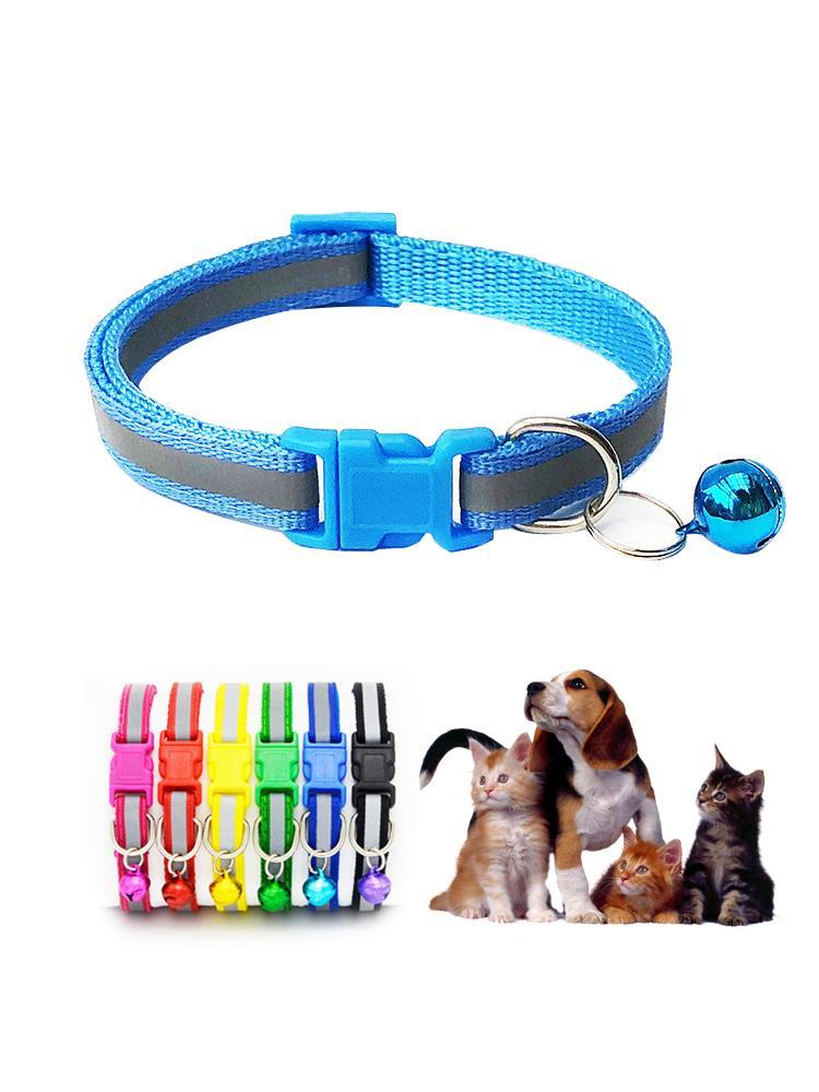 

Reflective Pet Dog Collar Nylon Strap Adjustable With Bell Collars For Pet Cat Puppy Dog Necklace Collar Safe Leash Accessories