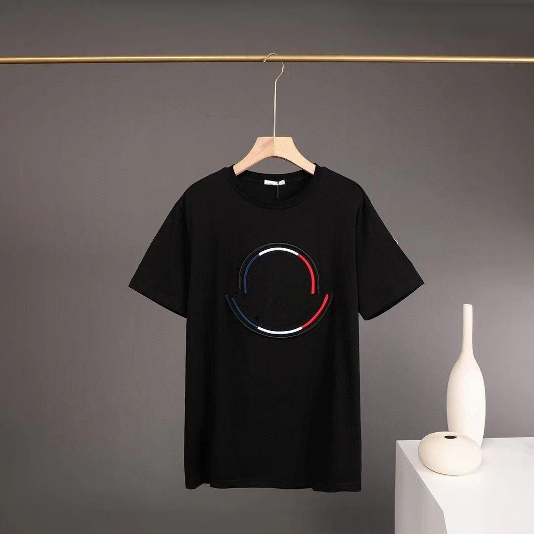 

2022 European and American new men's Polo Shirt chest geometric laminated printing short sleeve high street loose fashion casual T-shir, White;black