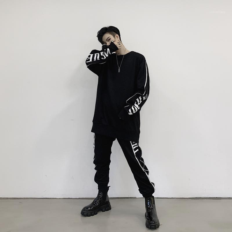 

Men's Sets Fashion Sportswear Tracksuits Sets Male Streetwear Hip Hop Zipper Loose Casual Pullover Sweatshirt Hoodies+Pants1, Black