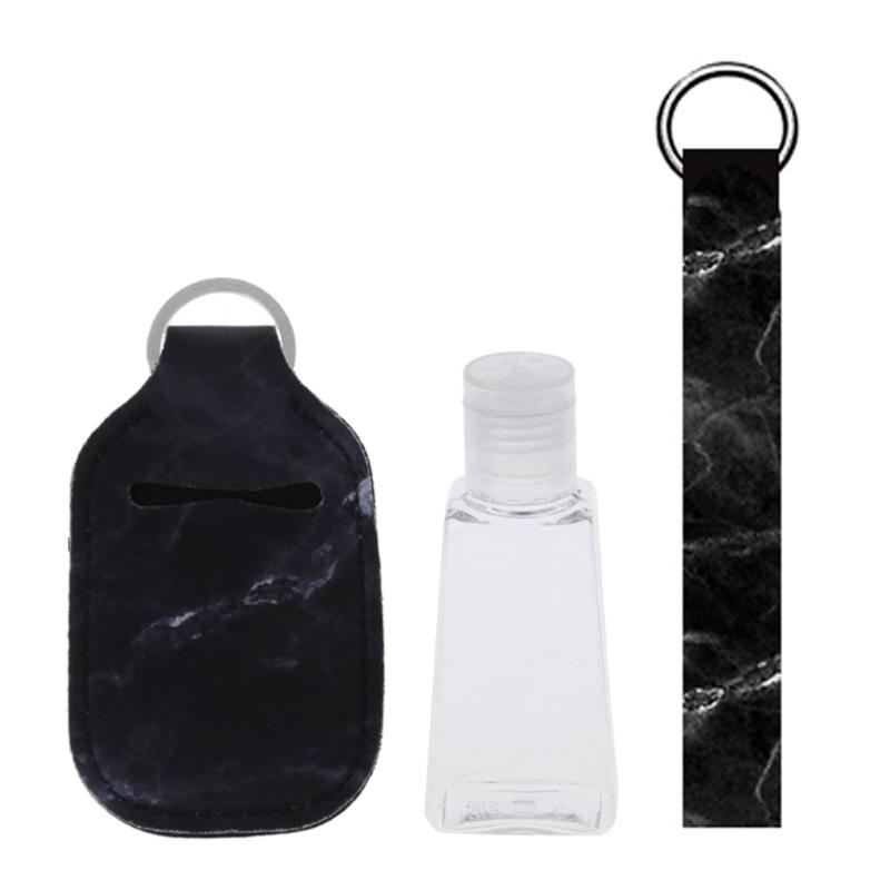 

Portable 1 oz Refillable Empty Travel Bottles with Wristlet Keychain Holder Set Q84B