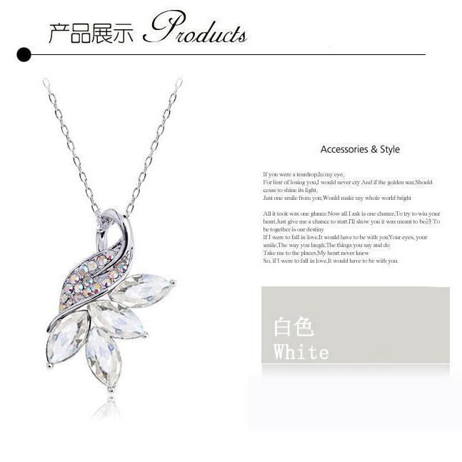 

Crystal jewelry Fashion Four leaves pendants Necklaces ABC
