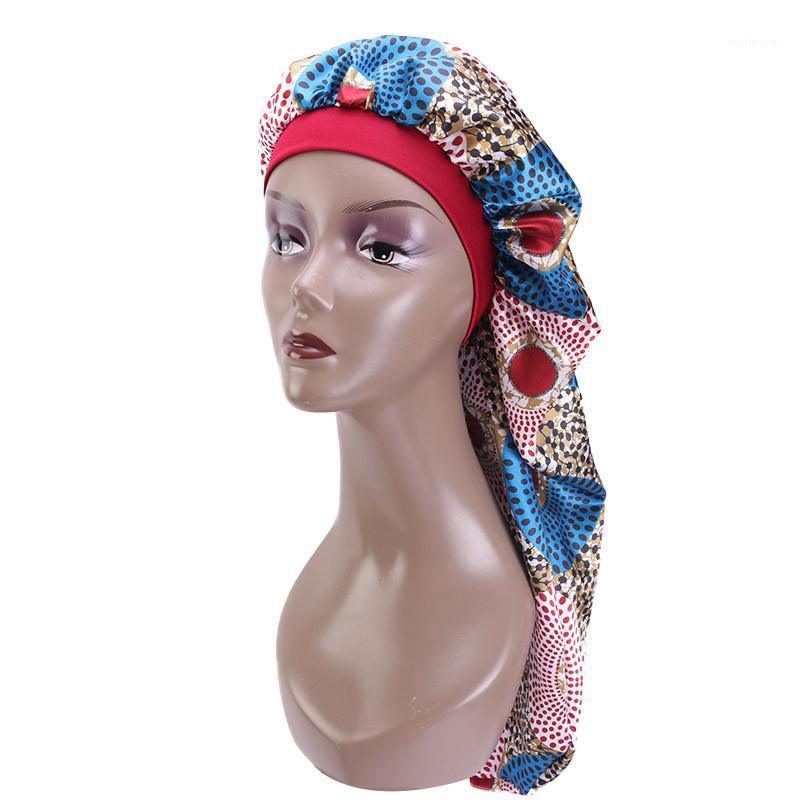 

Folding Long Satin Bonnet Sleep Cap with high elastic hair band Night Cap Hair Care Bonnet Nightcap for Women Men Soft1, Rose red