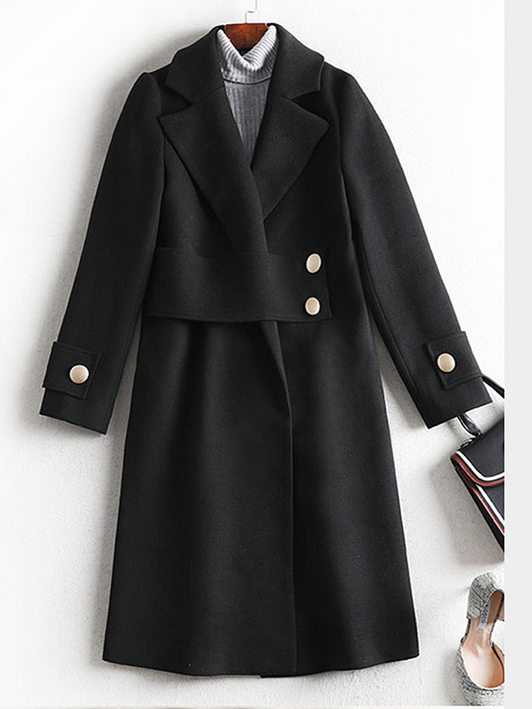 

2021 New the latest Autumn aand Winter wear black psize Classic wool elegant fine coat H9BR