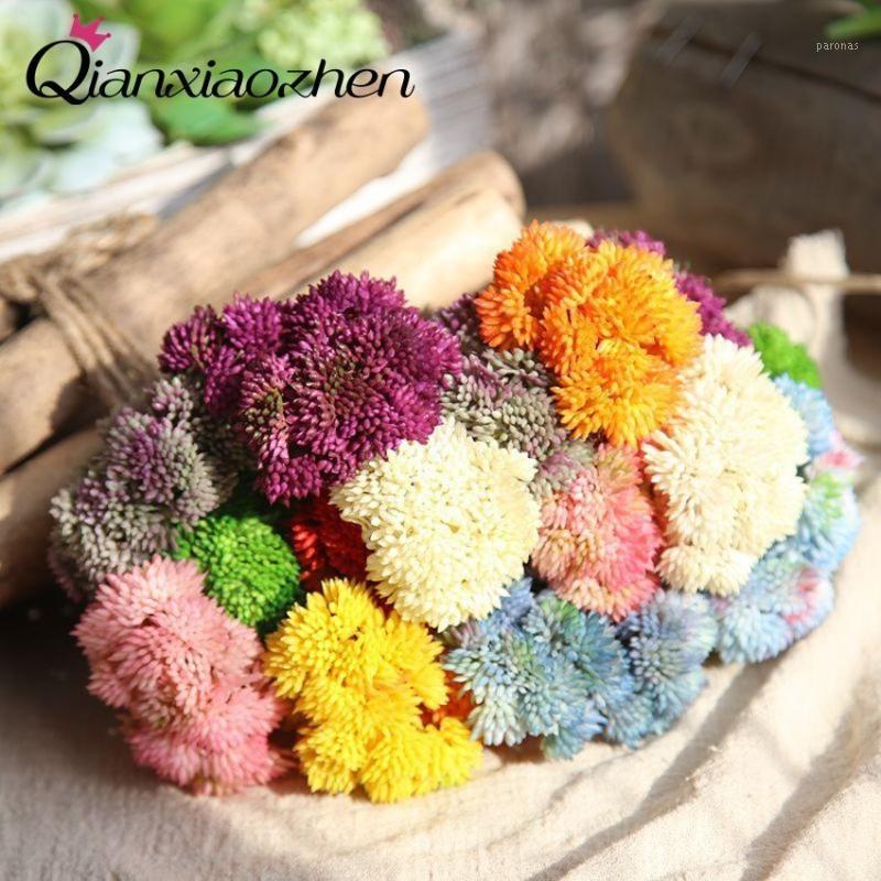 

Qianxiaozhen 4 Branches Of Succulent Plants Artificial Flowers For Wedding Fake Flowers Bouquet Wedding Home Decoration1, Blue