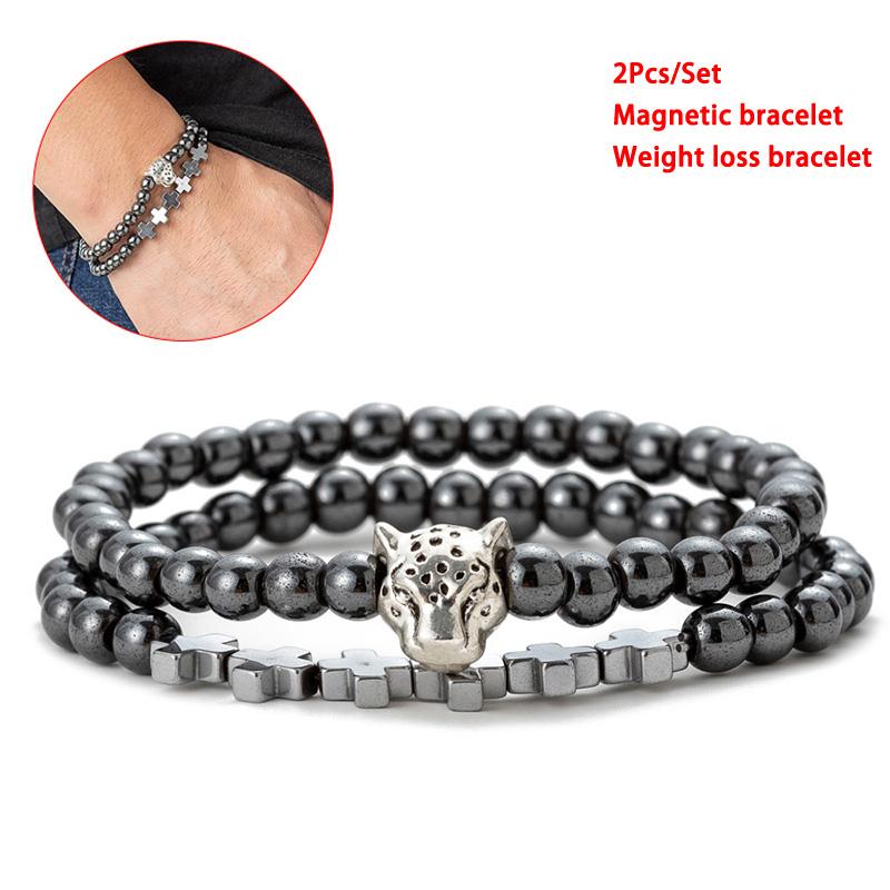 

Crosses Hematite Bracelet Men Unique Charms Jewelry Tiger Skull Made Beads Men's Bracelets Luxury Handmade Pulsera Hombre Joyas
