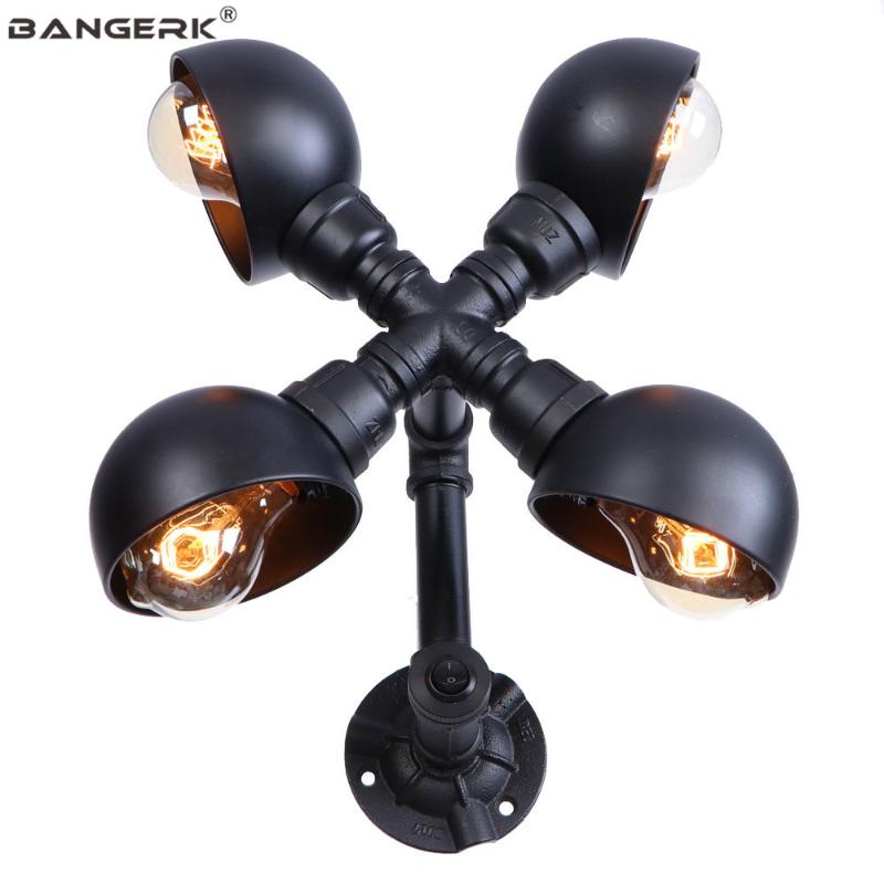 

RetroIndustrial Water Pipe LED Wall Light Black Iron E27 Edison Sconce Wall Lights Loft Decor Lamp Home Lighting Luminaire