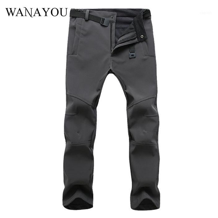 

WANAYOU Men' Winter Fleece Hiking Pants Camping Waterproof Soft Shell Pants Windproof Warm Skiing Climbing1, Gray