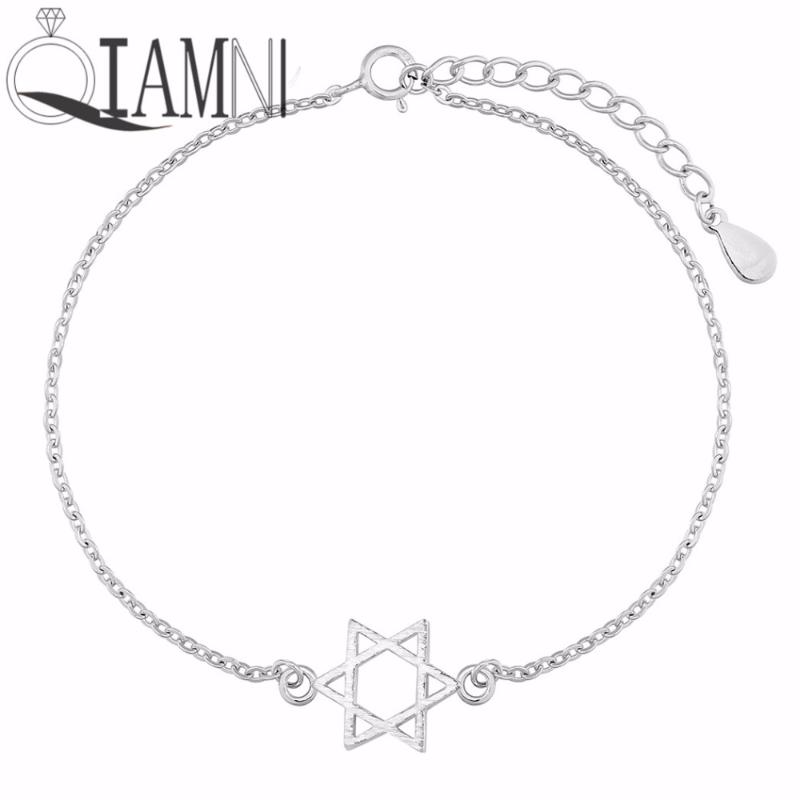 

QIAMNI Lucky Hexagram Star Double Triangle Chain Bracelet Bangle Christmas Gift Jewelry Lover for Girl Women