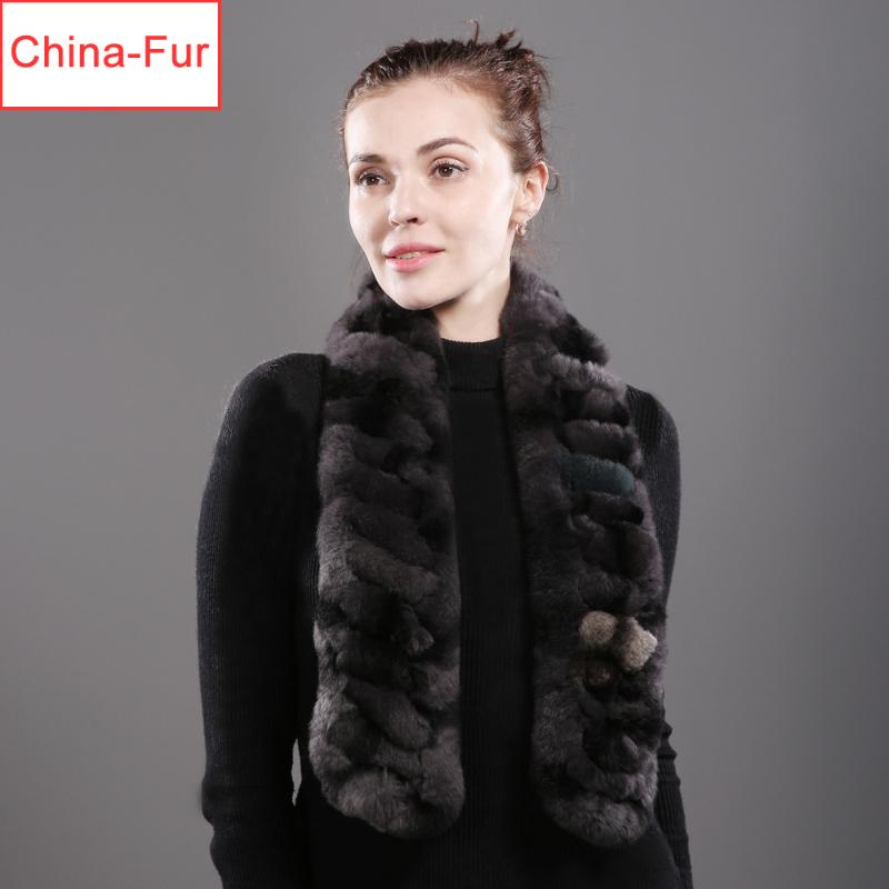 

Scarves Pin Women Real Rex Fur Scarf Winter Warm Muffler Lady Natural Wholesale Retail