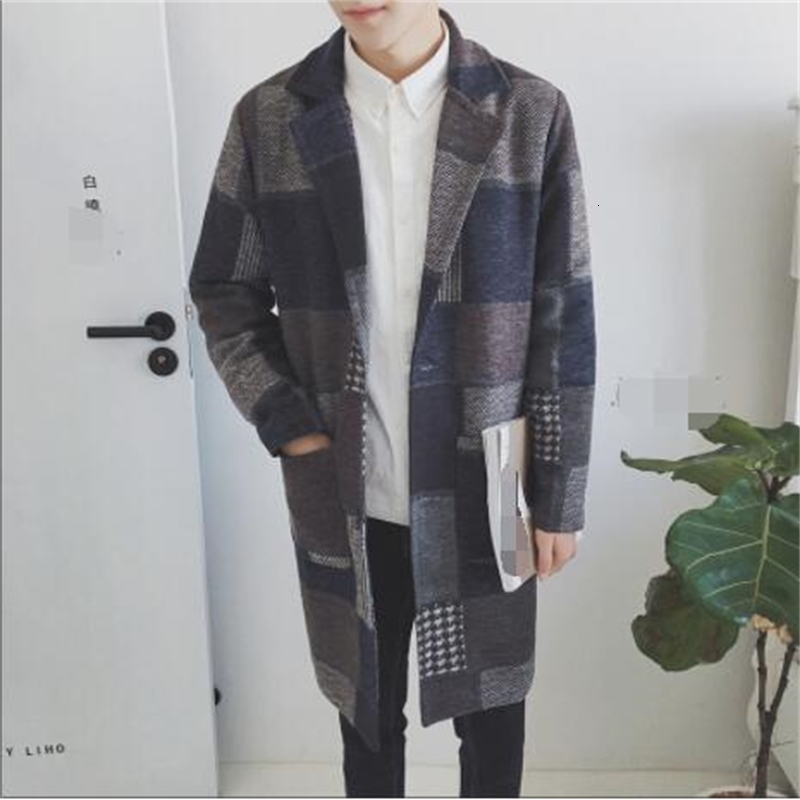

2021 New Beautiful Men Autumn Winter Style Long Korean Fashion Jacket Version of Men's Fleece Blanket Thin Coat Coat. SMSD, Do not add cotton