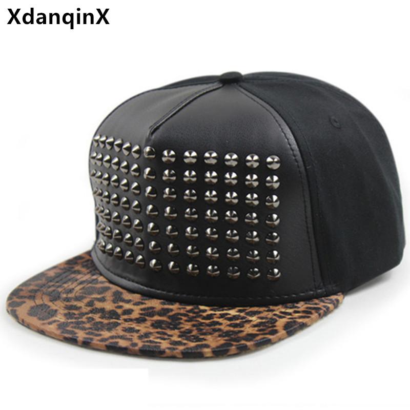 

XdanqinX 2021 Novelty Punk Style Hip Hop Caps For Men Women Metal Hole Headdress Decoration Flat Brim Cap Adjustable Couple Hat, Style-2