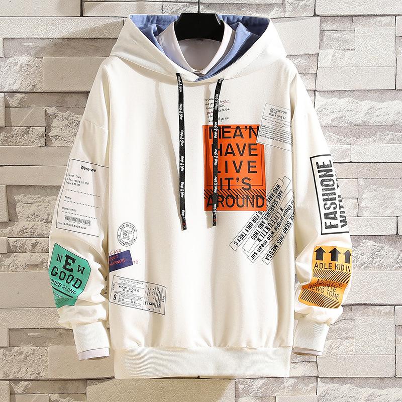 

2020 spring and autumn new men's hoodie Trendy Hong Kong Fashion Brand Jacket Fashion classic casual sports top Printed pullover, 817white