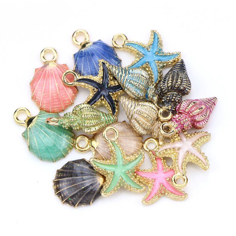 

15 Pc A+ Fashion Metal Alloy Ocean Shell Christmas Charm Decor Set Pendant Drop Ornaments Hanging Diy De jlllkY