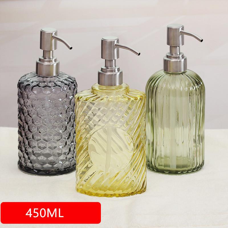 

450ML Hand Lotion Dispenser Press Glass Liquid Dispenser Bottle Large Capacity Squeeze Cosmetic Shower Gel Pressing Bottle