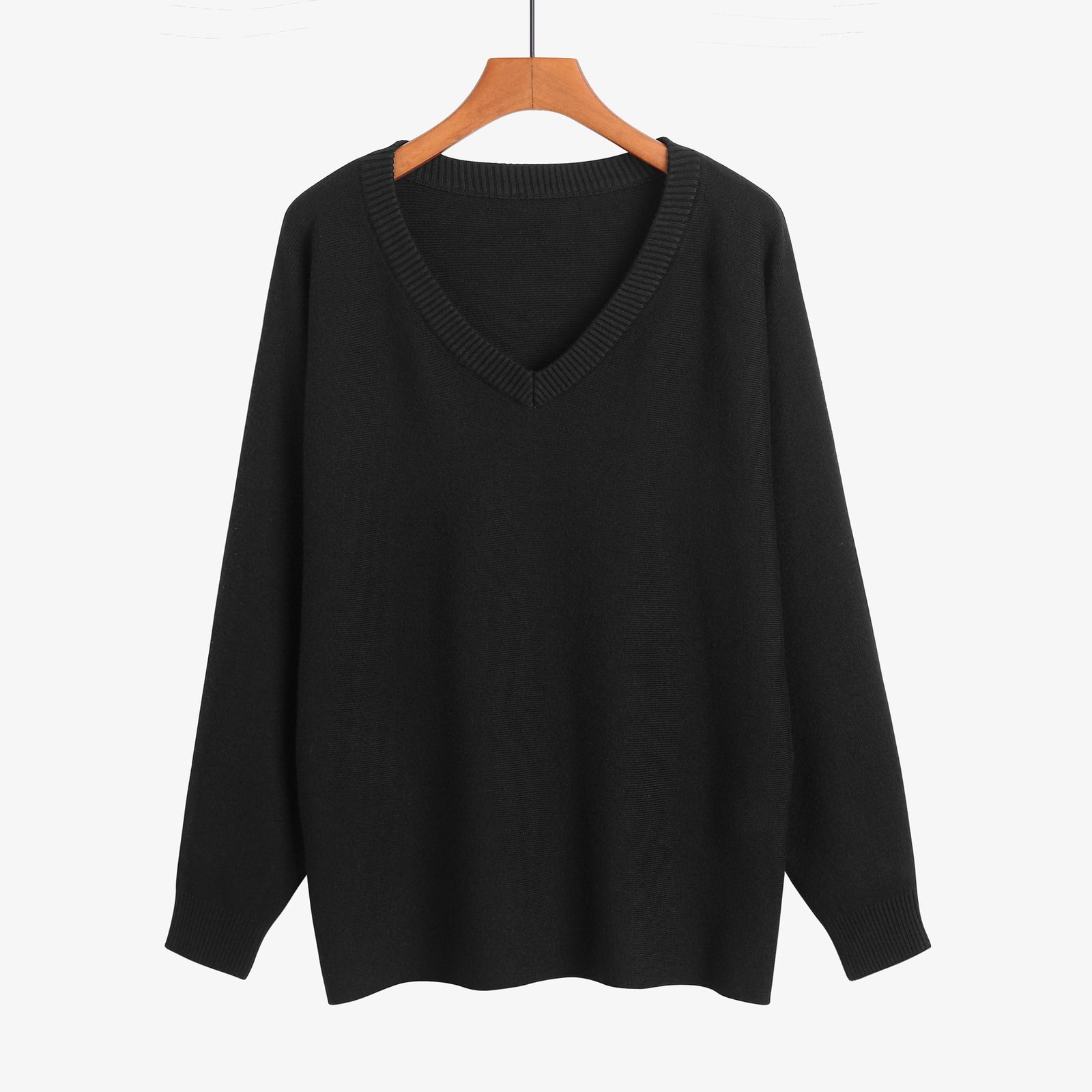 

2021 New Basic V-neck Chic Cashmere Sweater Pullover Women Winter Autumn Female Wool Loose Long Sleeve Casual Cm2i, Blue