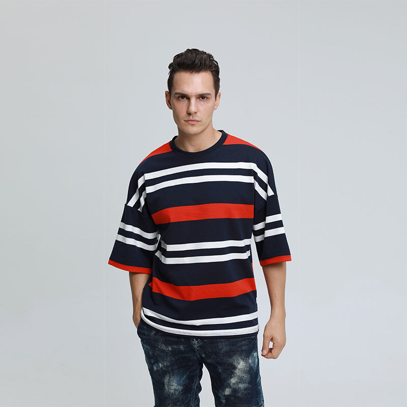 

2020 Casual Raglan Retro Big Striped Male Tshirt t T-neck Fashion Man Top Hiphop Streetwear, The pictures