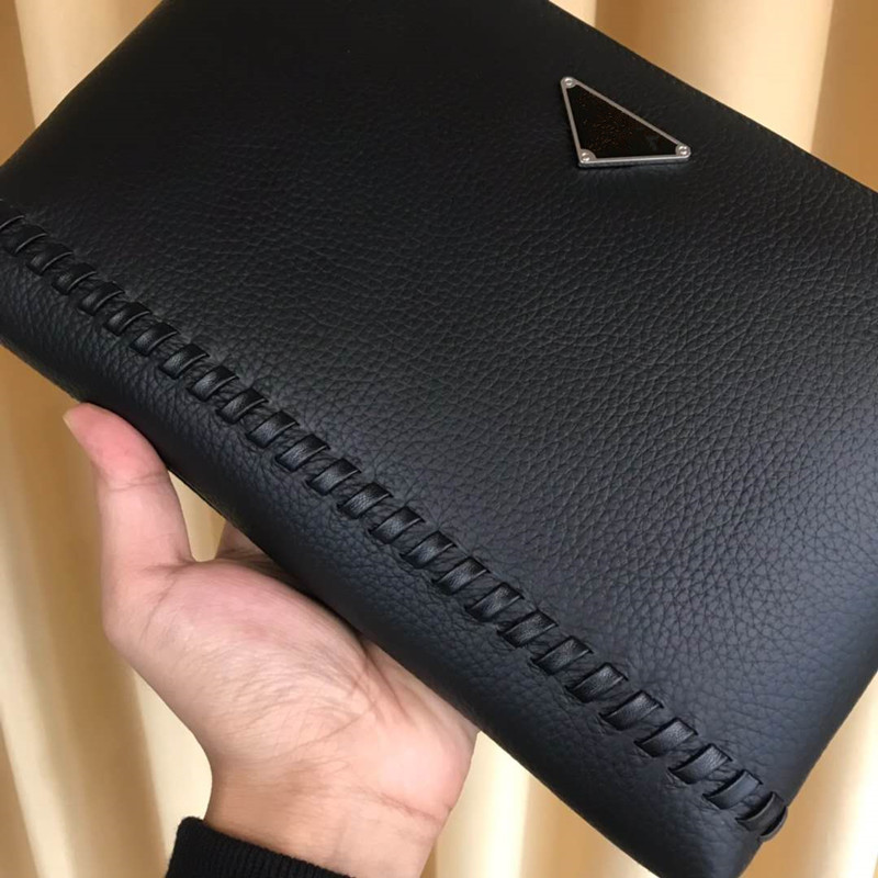 

2020 Autumn New European and American Fashion Business Leather Male Clutch First Layer Cowhide Casual Trend Envelope Bag, Black