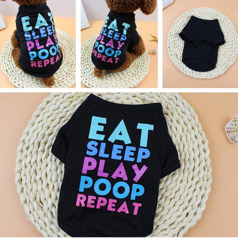 

Summer Dog T-Shirt Pet Puppy Summer Clothing Polyester Vest Small Dog Cat Pet Clothes T Shirt Apparel Clothes, Black