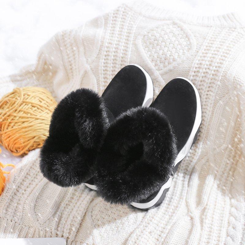 

High Quality Winter Fashion Faux Fur Women Shoes Women Slip-On Soft Snow Boots Women's Leather Ankle Boots Female Casual Shoes, Green