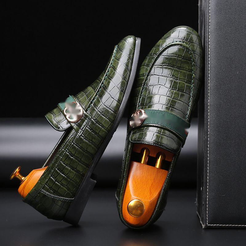 

Loafer Slip on Spring Autumn Simplicity Men Shoes 2021 New PU Leather Casual Business Shoes Dress Classic Comfortable Outdoors DP132, Green