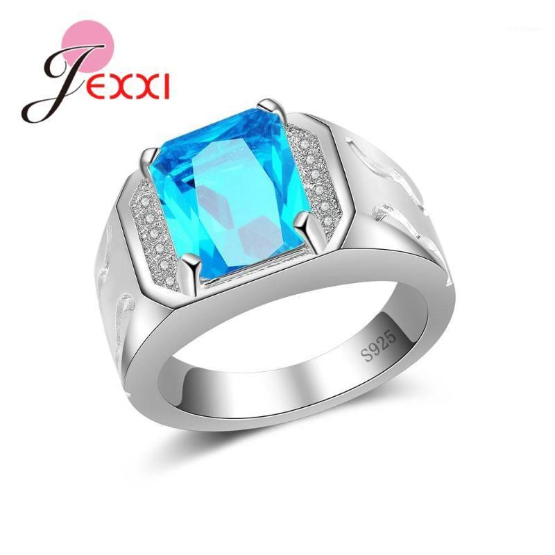 

Best Quality New Sale 925 Sterling Silver Rings for Men/Women Blue Dazzling CZ Finger Rings for Women Engagement Jewelrly1