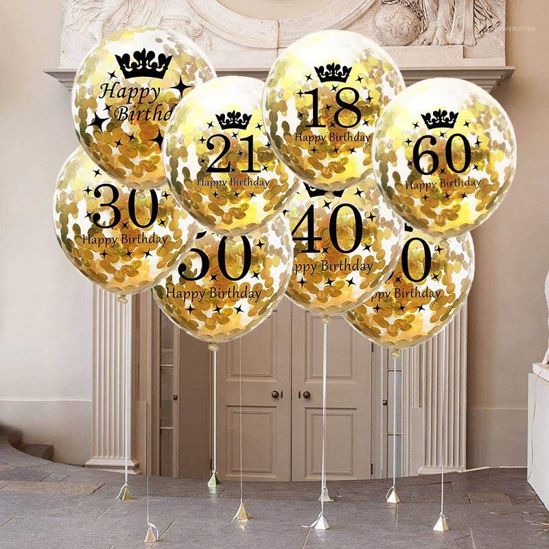 

Rose Gold Gold 18 21 30 40 50 60 Years Old Birthday Latex Confetti Balloons Wedding Anniversary Adult Birthday Party Decorations1