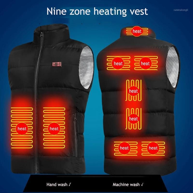 

Smart Area 9 Heating Vest Usb Heated Vest Double Switch Control Front And Back Winter Couples Jacket Three Temperatures Usb1, Black