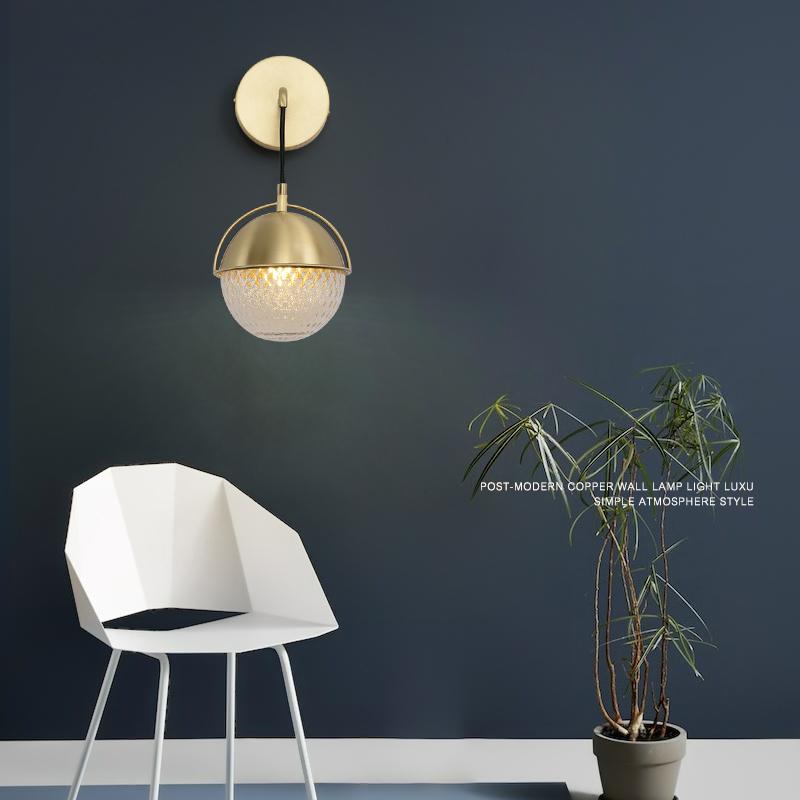 

Nordic Glass Ball Indoor Wall Lamp for Loft Bedside Corridor Aisle Golden Sconce G9 Staircase Lighting Home Decoration Fixtures