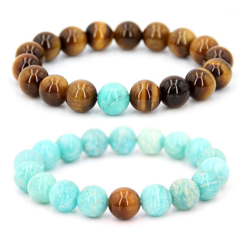 

bracelets for men Natural stone Elastic BraceletMale and female fashion,10mm natural Tigereye,My blue bracelet beads Yoga couple1