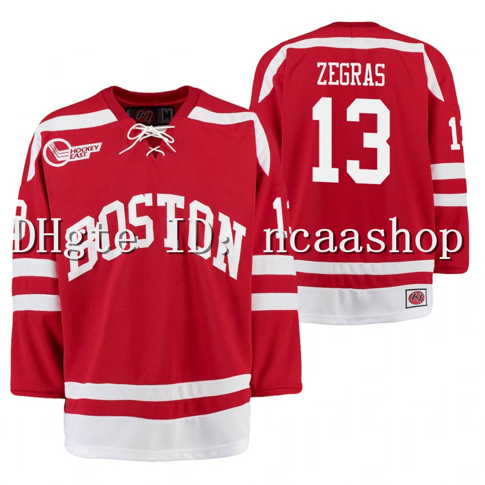 

Trevor Zegras Boston University College Hockey Jersey Red Home Size S-XXXL, As pic