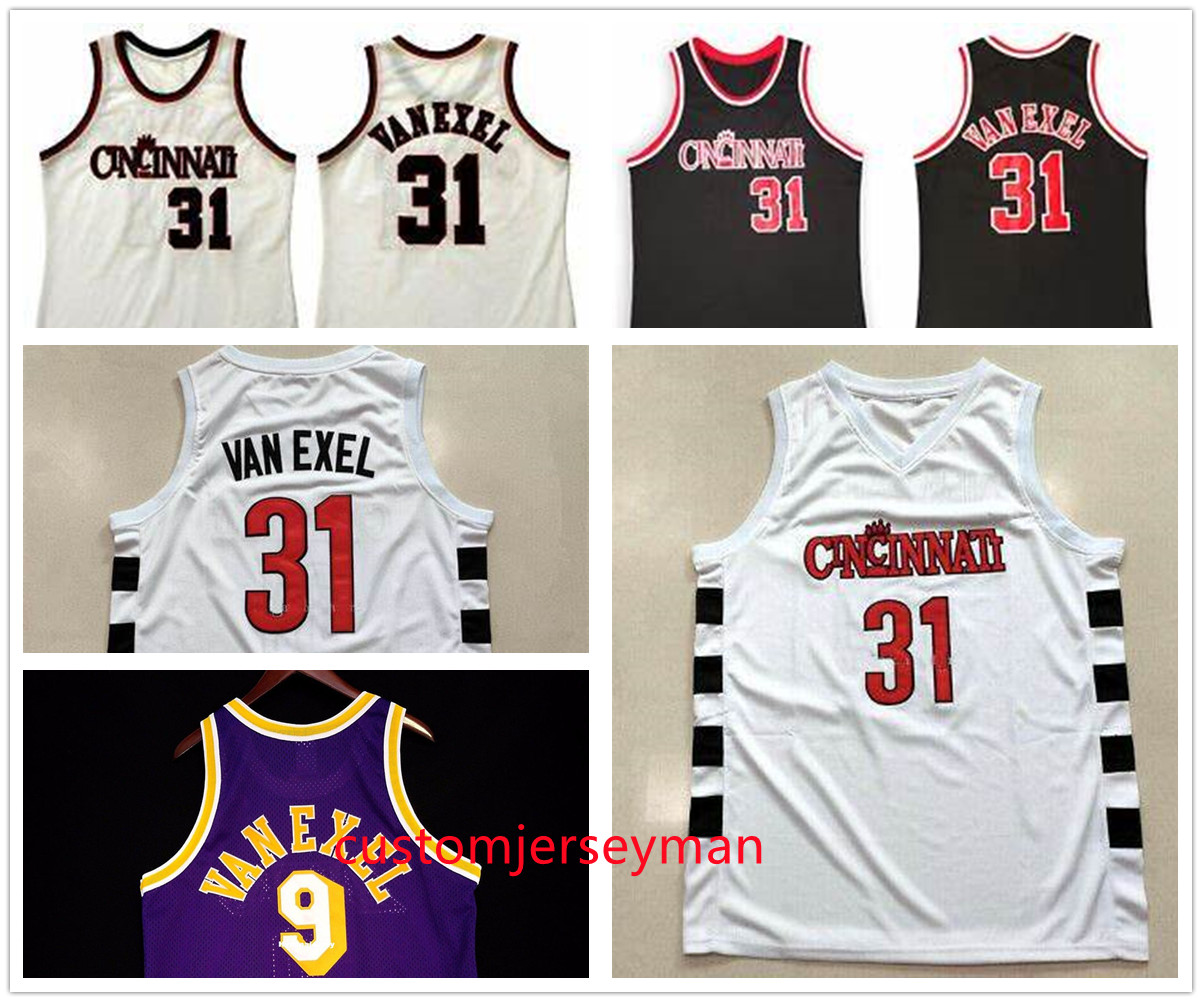 

basketball jersey retro cincinati college #31 Nick Van Exel jerseys throwback mesh stitched white blue embroidery custom big size S-5XL