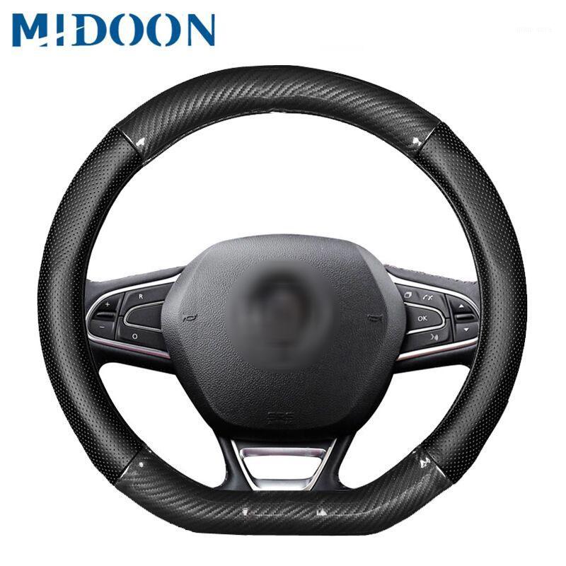 

MIDOON Leather Steering Wheel Cover for Clio Megane Alaskan Talisman Kadjar Kaptur Koleos Scenic Symbol Sandero Duster1