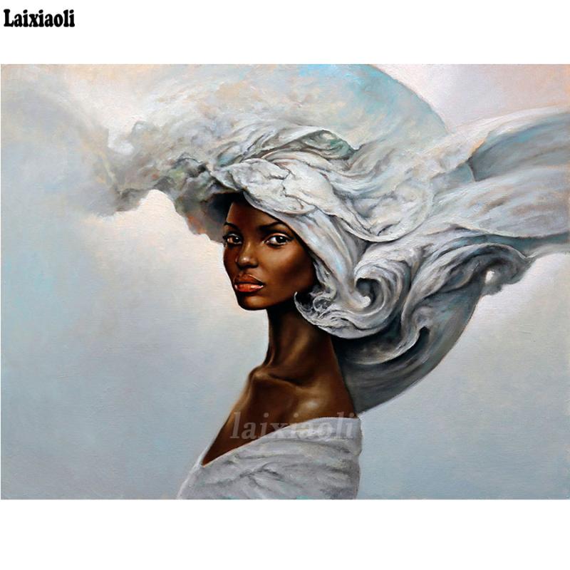 

Diamond embroidery sale fashion black girl 5d diy diamond painting full square round Africa beauty women mosaic painting decor