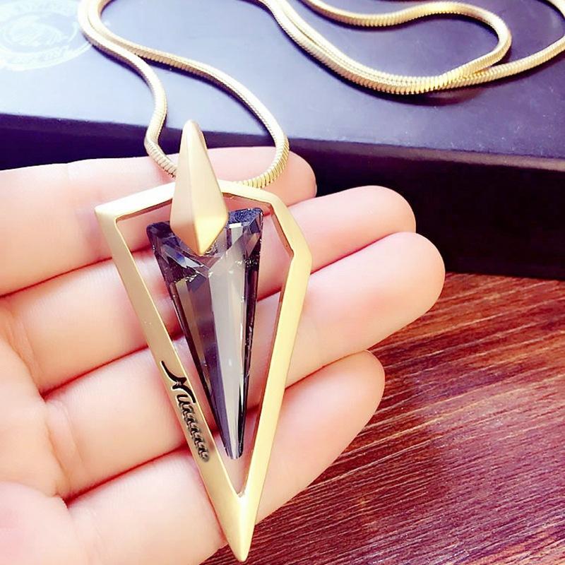 

Letters long triangle temperament fashionable joker tassel sweater chain necklace jewelry