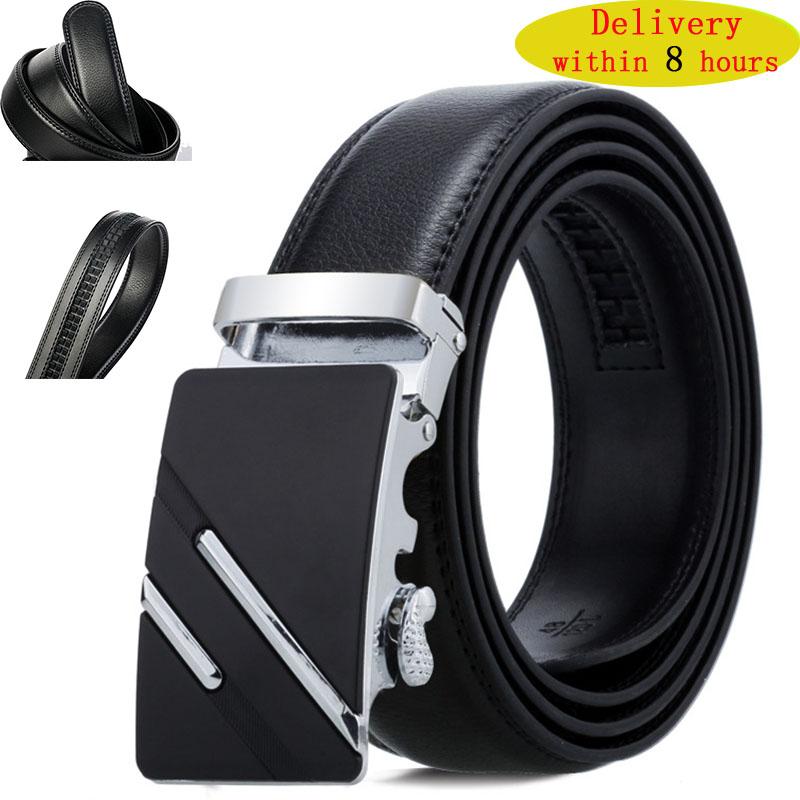 

Men Belts Fashion Men's Genuine Leather Belt Strap Designer Automatic Personality Belts Suit Trousers Belt, Black