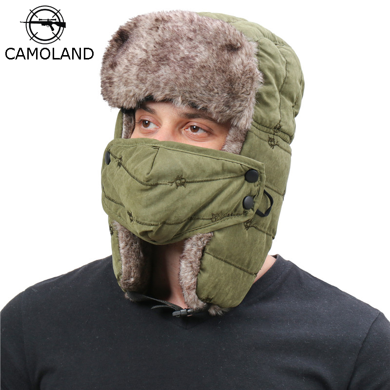 

CAMOLAND Warm Trapper Hat For Men Women Windproof Winter Bomber Hats Thermal Faux Fur Earflap Snow Cap Male Ushanka Hats 201106, Blue