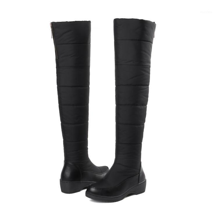 

PXELENA 2020 New Keep Warm Thigh High Snow Boots Women Platform Non slip Shoes Thick Fur Over The Knee Boots Waterproof 35-441, Blue