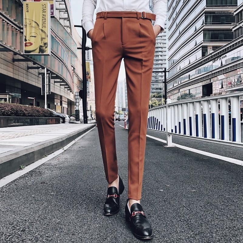 

Nice Men's Suit Trousers Pantalon Homme Costume Male High-grade Solid Color Mens Brown Trousers Slim Fit Business Suit Pants1, Black