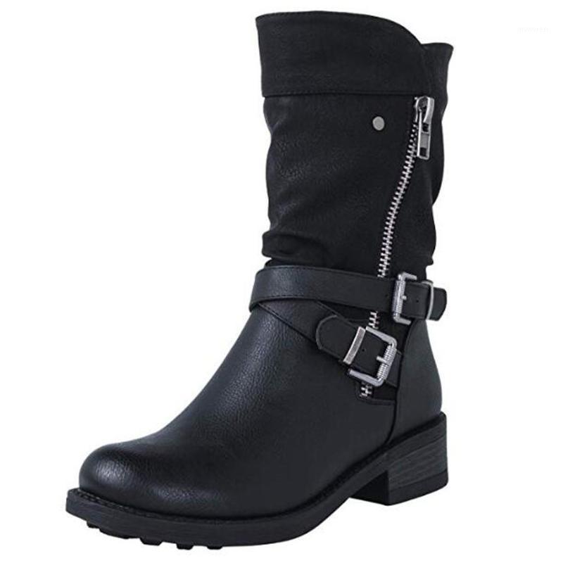 

SAGACE 2020 motorcycle boots ladies retro battle autumn boots army punk gothic ladies knight PU leather comfortable booties1, Black