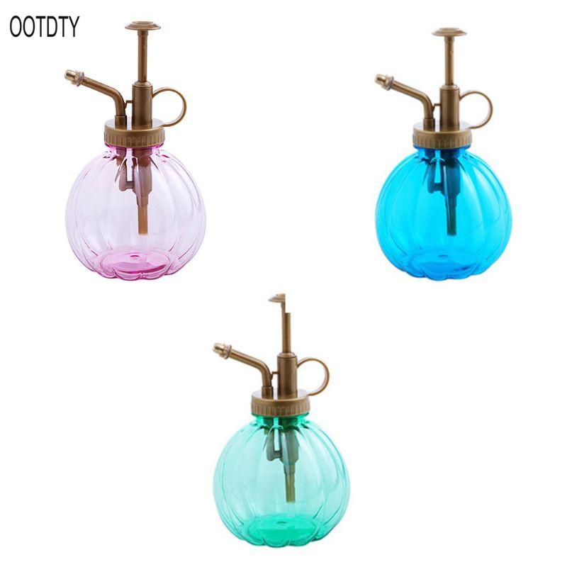 

350ML Vintage Pumpkin Shape Flower Plant Bonsai Watering Can Pot Plastic Spray Bottle Mister Press Type Garden Tool Succulent Pl, Pink