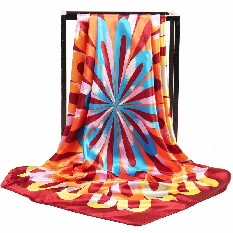 

new woman Fashion silk Scarf lattice Printing big Square scarf Decoration wife Gift headscarf high quality Shawl DH02