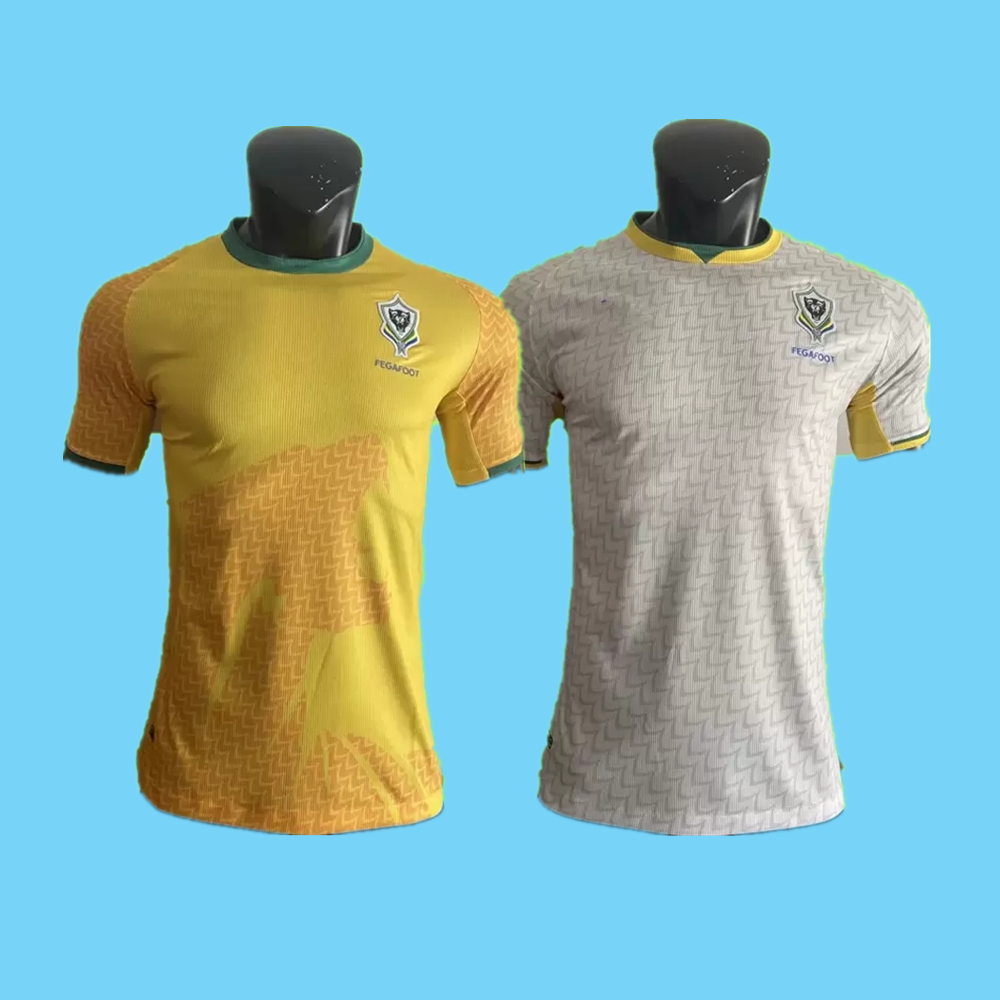 

Player version 21 22 23 Gabon soccer jersey home away yellow white 2021 2022 2023 football shirt FEGAFOOT national team maillot de foot S-2XL, Black;yellow
