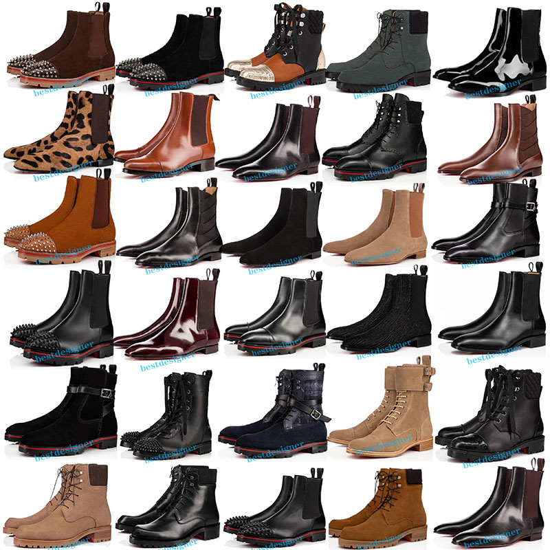 

Top red bottom leather flat shoes high quality liudingka Brown party couple fashion casual boots size 34-48, 39