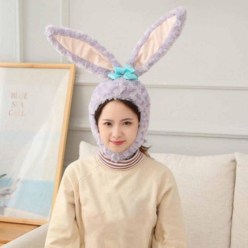 

Women Sweet Ballet Ears Plush Hat Fluffy Fuzzy Headgear Stuffed Toys Cartoon Animal Cosplay Party Props, Lavender